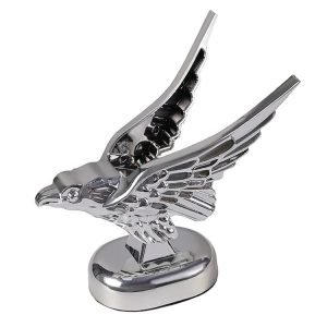 Car Hood Decoration 3D Spread Wings Flying Eagle Modification Universal Car Emblem (Silver)