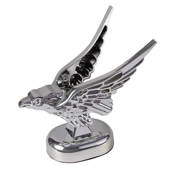Car Hood Decoration 3D Spread Wings Flying Eagle Modification Universal Car Emblem (Silver)