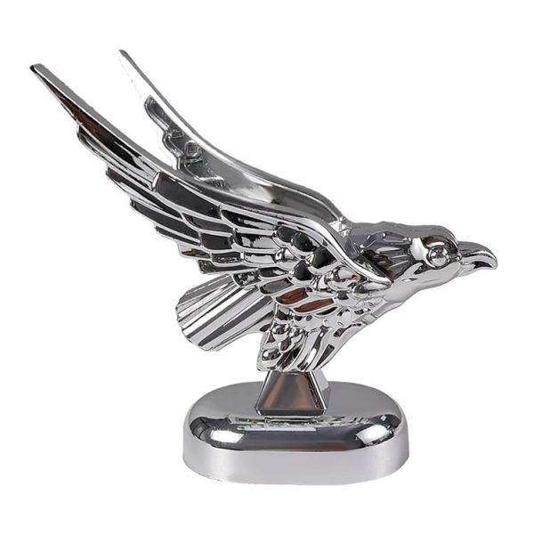 Car Hood Decoration 3D Spread Wings Flying Eagle Modification Universal Car Emblem (Silver) - Image 3