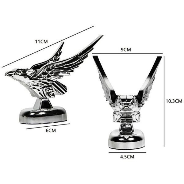 Car Hood Decoration 3D Spread Wings Flying Eagle Modification Universal Car Emblem (Silver) - Image 4