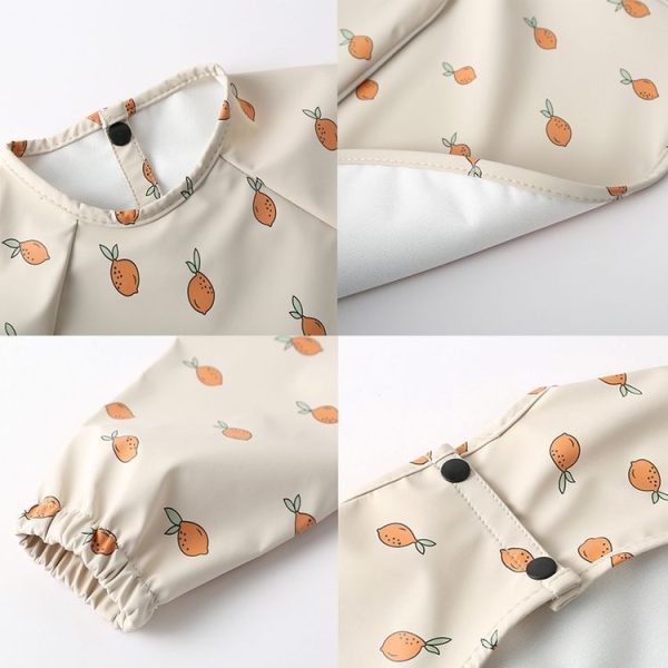 Long Sleeved Baby Bib Waterproof Washable Easy Clean Smock With Pocket, Size: S (Animals) - Image 5