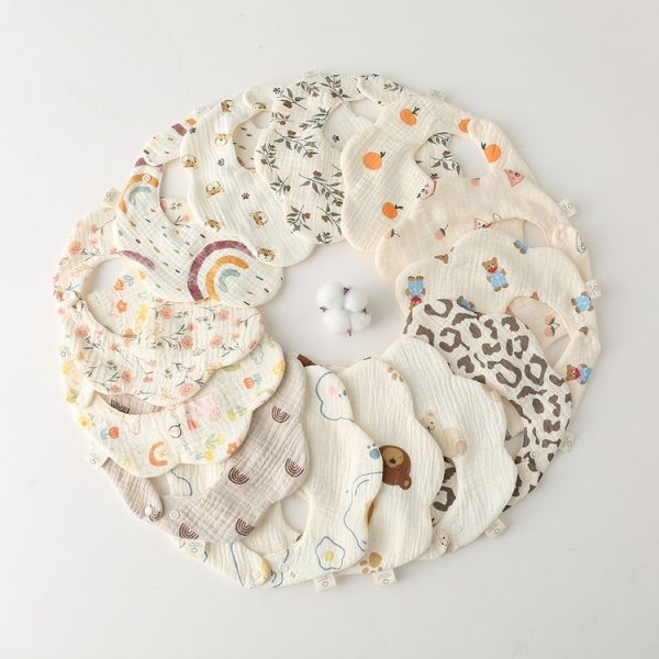 Pure Cotton 6-layer Seersucker Bib Baby Saliva Napkin Newborn Toddler Soft Burp Cloth, Style: Little Tiger - Image 3
