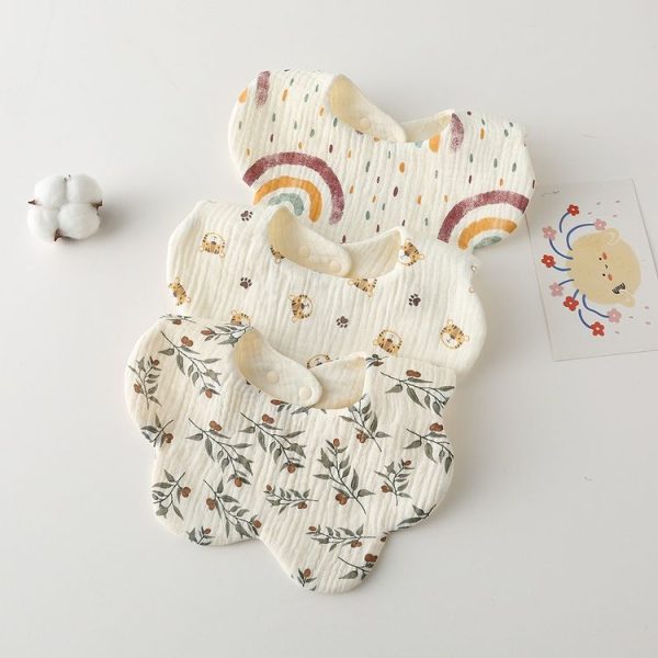 Pure Cotton 6-layer Seersucker Bib Baby Saliva Napkin Newborn Toddler Soft Burp Cloth, Style: Little Tiger - Image 4