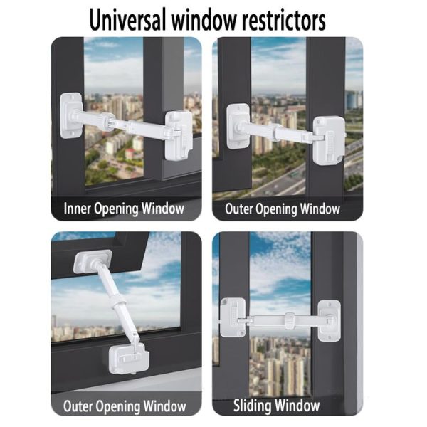 Window Limator Lock Children Safety Lock Anti-Theft Window Lock (White) - Image 10