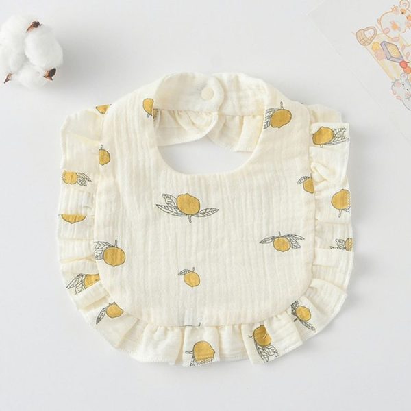 Baby Feeding Bib Ruffle Infants Saliva Towel Soft Cotton Burp Cloth, Style: Yellow Lemon