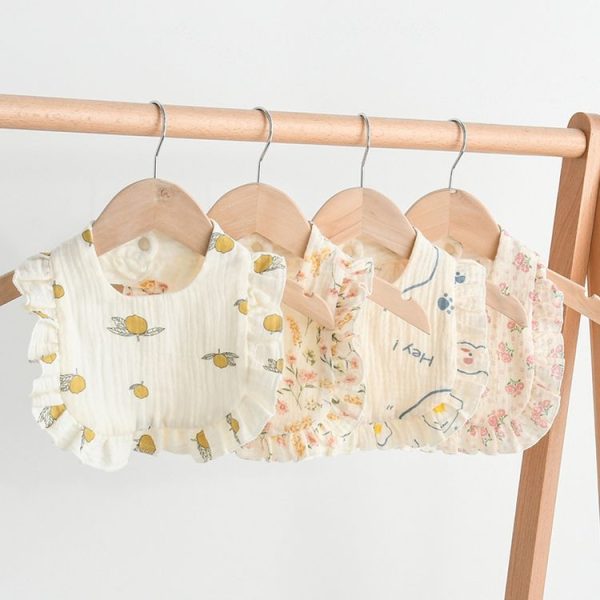 Baby Feeding Bib Ruffle Infants Saliva Towel Soft Cotton Burp Cloth, Style: Yellow Lemon - Image 2