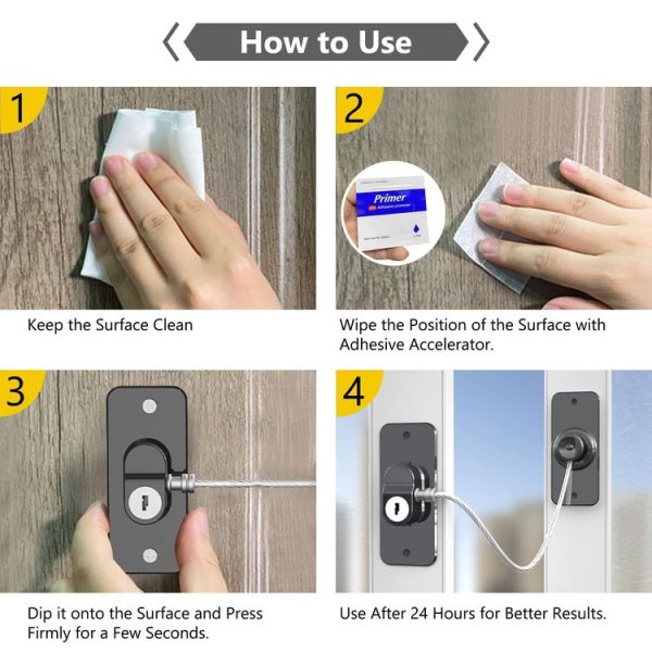 Multifunctional Children Window Safety Lock With Key Refrigerator Cabinet Lock Dual Purpose Limator (White) - Image 12