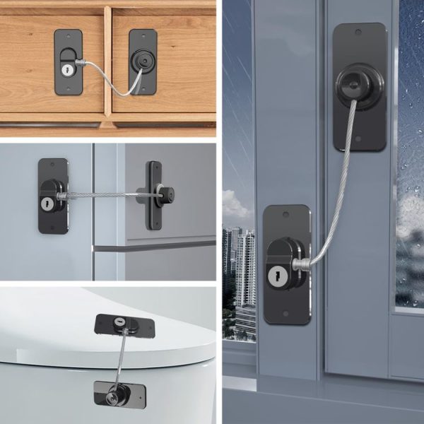 Multifunctional Children Window Safety Lock With Key Refrigerator Cabinet Lock Dual Purpose Limator (White) - Image 13