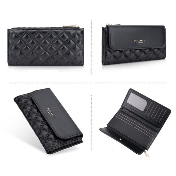 Baellerry N2403 Ladies Long Wallet with Multiple Card Slots Large Capacity Tri-fold Clutch Bag, Color: Black - Image 2