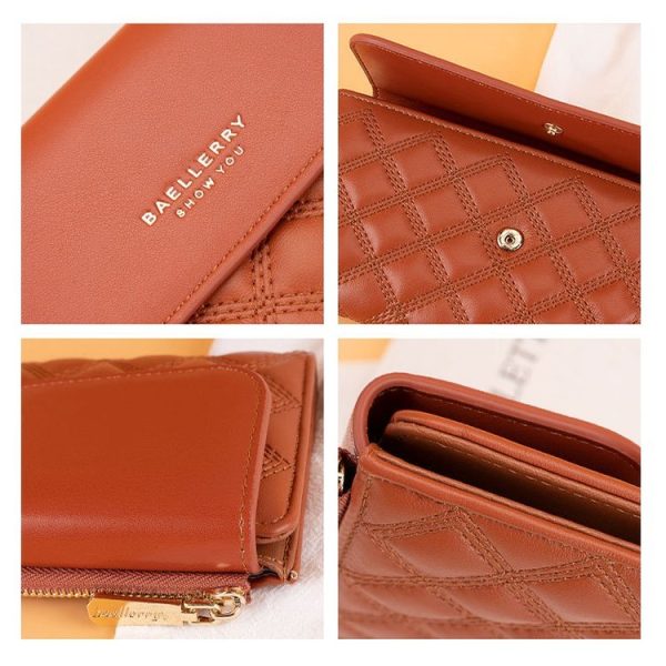 Baellerry N2403 Ladies Long Wallet with Multiple Card Slots Large Capacity Tri-fold Clutch Bag, Color: Black - Image 5