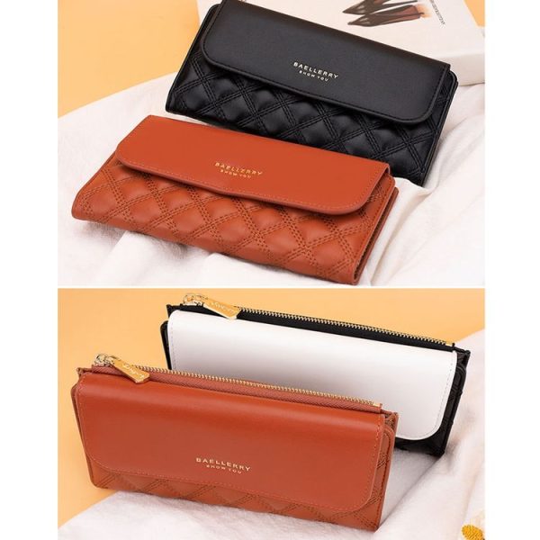 Baellerry N2403 Ladies Long Wallet with Multiple Card Slots Large Capacity Tri-fold Clutch Bag, Color: Black - Image 6