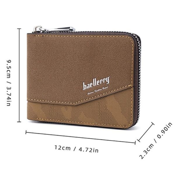 Baellerry D5106 RFID Anti-theft Retro Zipper Wallet Spliced Short Coin Purse (Coffee) - Image 3