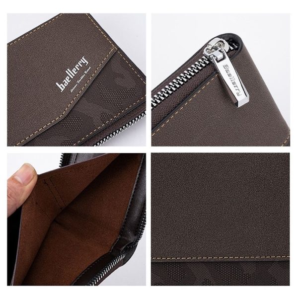 Baellerry D5106 RFID Anti-theft Retro Zipper Wallet Spliced Short Coin Purse (Coffee) - Image 5
