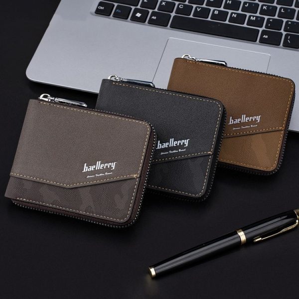 Baellerry D5106 RFID Anti-theft Retro Zipper Wallet Spliced Short Coin Purse (Coffee) - Image 7