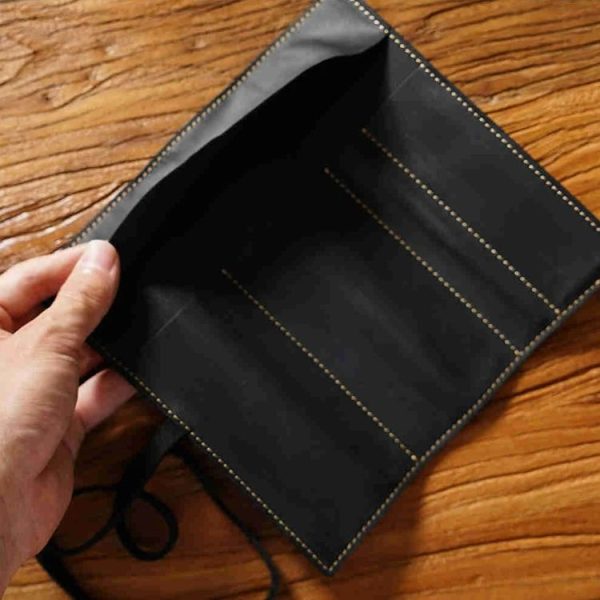 Retro Genuine Leather Pen Curtain Pencil Case Tie Rope With Key (Crazy Horse Brown) - Image 5