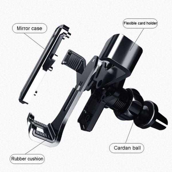 MCZBAO Car Gravity Cell Phone Holder Automotive Multifunctional Mirror Telescopic Navigation Mount, Size: Suction Cup (Silver) - Image 4
