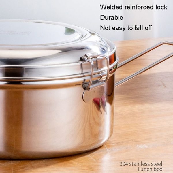 14cm Single Layer 304 Stainless Steel Round Lunch Box - Image 7