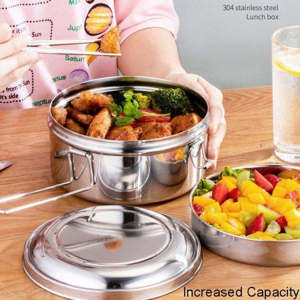 14cm Single Layer 304 Stainless Steel Round Lunch Box - Image 9
