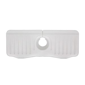 Bathroom Kitchen Silicone Faucet Anti-Splash Drain Mat, Color: White (37x14.7x2cm)