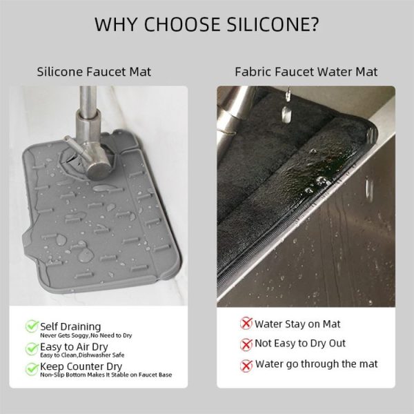 Silicone Faucet Anti-splash Drain Tray Sink Storage Mat, Color: White Small - Image 4