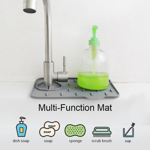 Silicone Faucet Anti-splash Drain Tray Sink Storage Mat, Color: White Small - Image 7