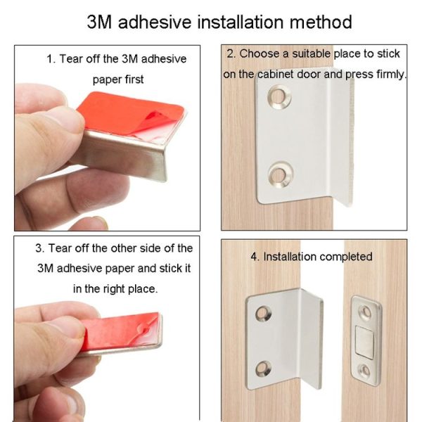 90 Degree No-Punch Invisible Door Suction Thin Section Wardrobe Sliding Door Magnetic Suction (Silver) - Image 11