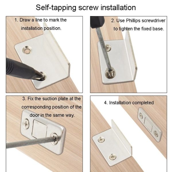 90 Degree No-Punch Invisible Door Suction Thin Section Wardrobe Sliding Door Magnetic Suction (Silver) - Image 12