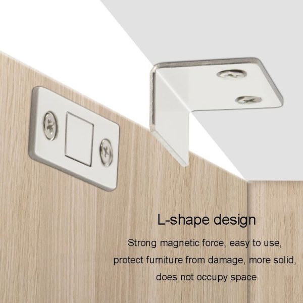 90 Degree No-Punch Invisible Door Suction Thin Section Wardrobe Sliding Door Magnetic Suction (Silver) - Image 7
