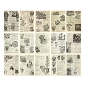 30 Sheets Scrapbook Paper Vintage Newspaper Decoration Background Sticker, Style: Herbs