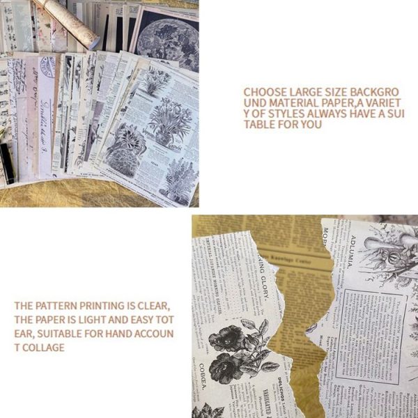 30 Sheets Scrapbook Paper Vintage Newspaper Decoration Background Sticker, Style: Herbs - Image 5