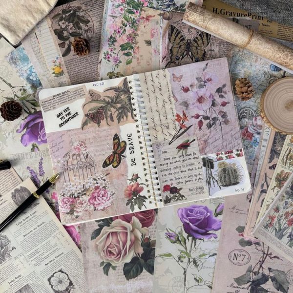 30 Sheets Scrapbook Paper Vintage Newspaper Decoration Background Sticker, Style: Herbs - Image 7