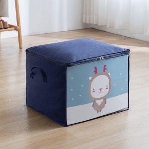 Non-woven Clothing Organization Quilt Dustproof Storage Bag, Color: Horizontal Navy Blue 50x42x39cm