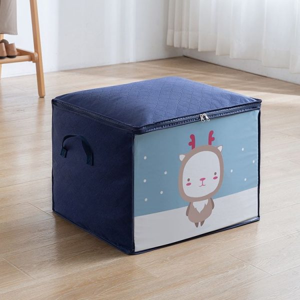 Non-woven Clothing Organization Quilt Dustproof Storage Bag, Color: Horizontal Navy Blue 50x42x39cm