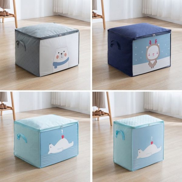 Non-woven Clothing Organization Quilt Dustproof Storage Bag, Color: Horizontal Navy Blue 50x42x39cm - Image 2