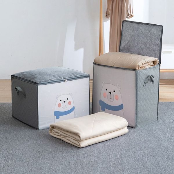 Non-woven Clothing Organization Quilt Dustproof Storage Bag, Color: Horizontal Navy Blue 50x42x39cm - Image 4
