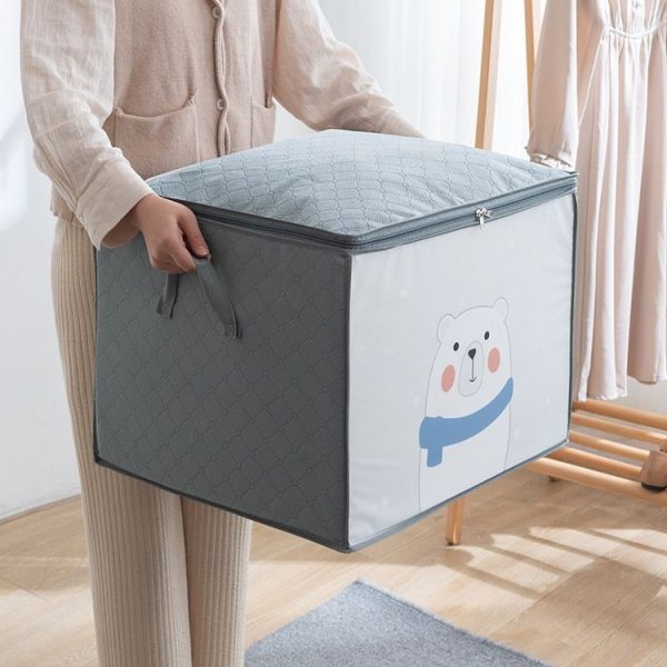 Non-woven Clothing Organization Quilt Dustproof Storage Bag, Color: Horizontal Navy Blue 50x42x39cm - Image 6