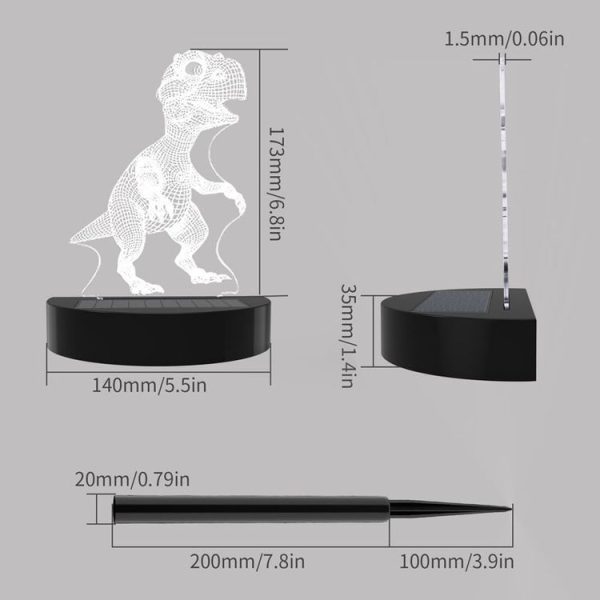 Dinosaur Solar 3D Lawn Projection Light Acrylic Garden Plug-In Lamp - Image 3