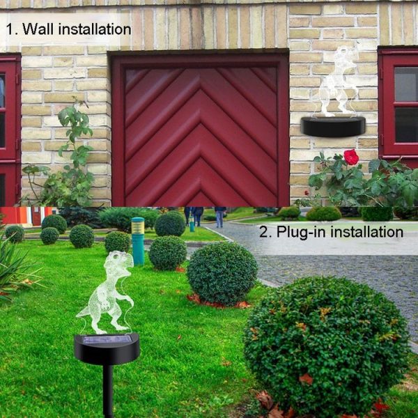 Dinosaur Solar 3D Lawn Projection Light Acrylic Garden Plug-In Lamp - Image 7