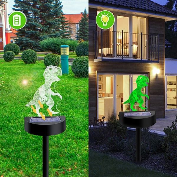Dinosaur Solar 3D Lawn Projection Light Acrylic Garden Plug-In Lamp - Image 8