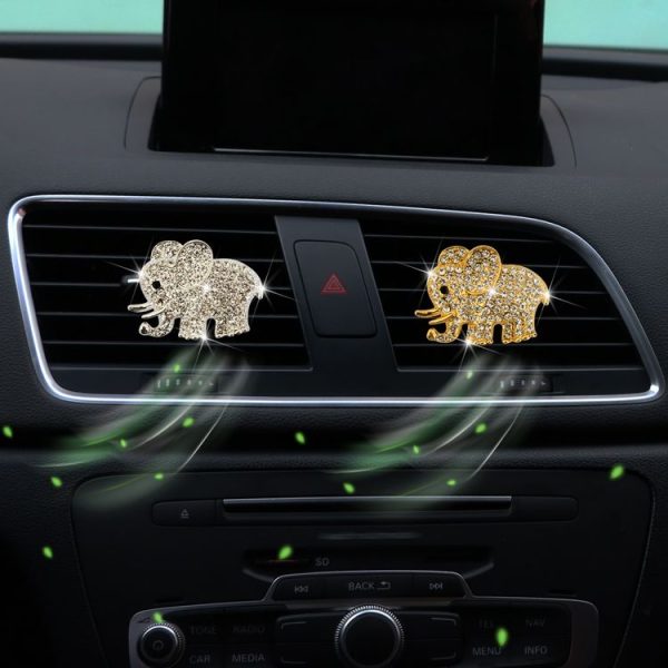 Metal Rhinestone Elephant Car Air Vent Aromatherapy Clip (Gold) - Image 5