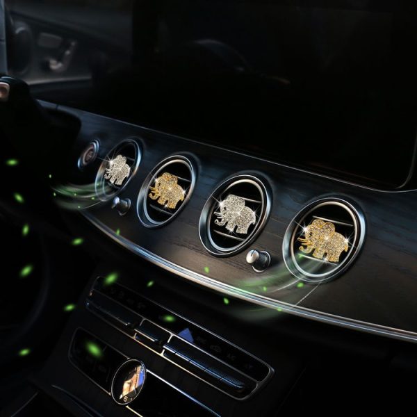 Metal Rhinestone Elephant Car Air Vent Aromatherapy Clip (Gold) - Image 6