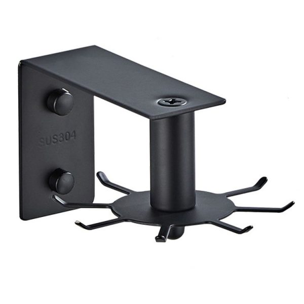 Stainless Steel Kitchen Shelf No-Punch 360 Degree Rotary Multi-Functional Kitchenware Storage Hooks, Color: Black
