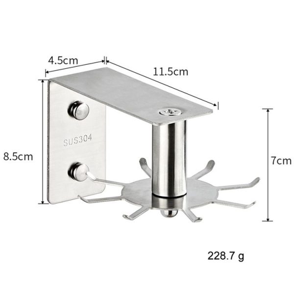 Stainless Steel Kitchen Shelf No-Punch 360 Degree Rotary Multi-Functional Kitchenware Storage Hooks, Color: Black - Image 3