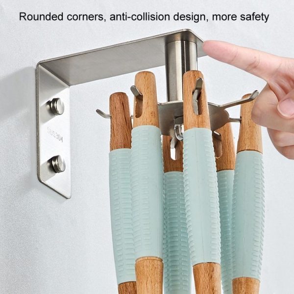 Stainless Steel Kitchen Shelf No-Punch 360 Degree Rotary Multi-Functional Kitchenware Storage Hooks, Color: Black - Image 6
