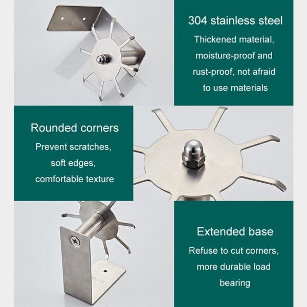 Stainless Steel Kitchen Shelf No-Punch 360 Degree Rotary Multi-Functional Kitchenware Storage Hooks, Color: Black - Image 8