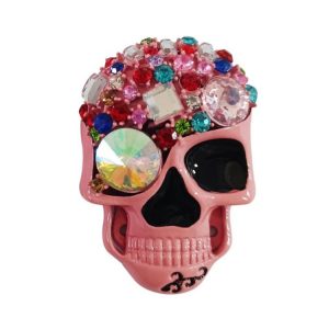 Color Diamond Skull Car Air Vent Aromatherapy Clip (Pink)
