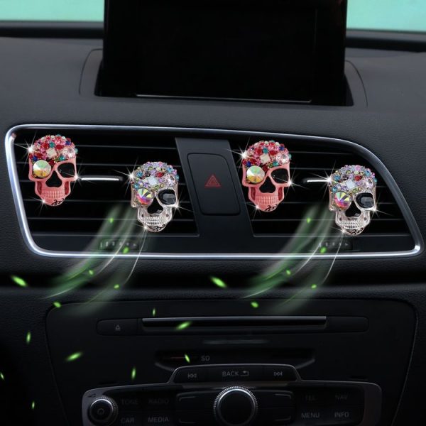 Color Diamond Skull Car Air Vent Aromatherapy Clip (Pink) - Image 5