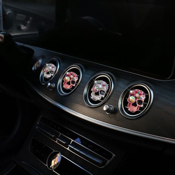Color Diamond Skull Car Air Vent Aromatherapy Clip (Pink) - Image 6