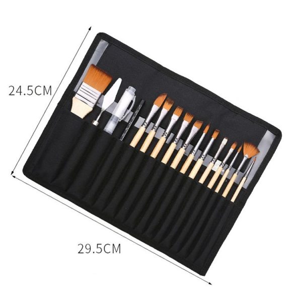 ZHU TING 18pcs / Set Two Color Nylon Bristle Paintbrush Set Painting Watercolor Brushes With Cloth Bag (Black Rod) - Image 3