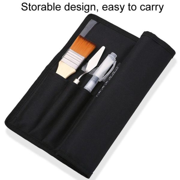 ZHU TING 18pcs / Set Two Color Nylon Bristle Paintbrush Set Painting Watercolor Brushes With Cloth Bag (Black Rod) - Image 4
